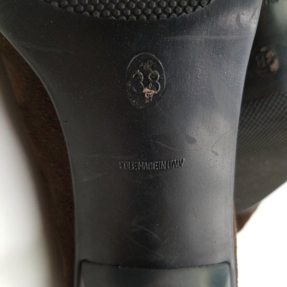 Women's Genuine Stretchy Italian Suede Vintage Brown Boots By Gasoline Brand - Picture 10 of 10